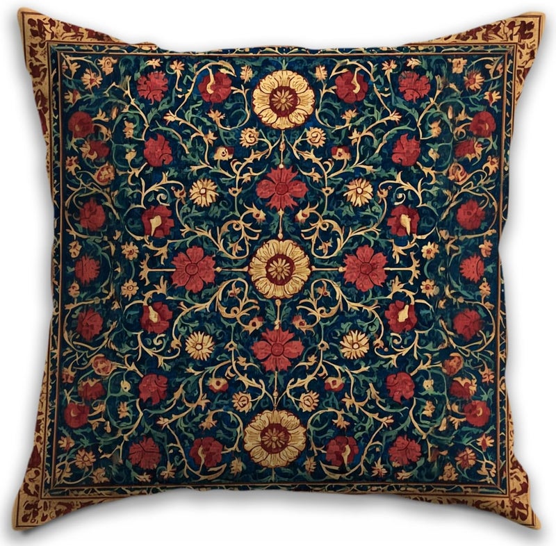 RBAFAO William Morris Inspired Abstract Vintage Floral Design Throw Pillow Covers Home Decor Art Pillowcase Cushion Cover for Bed Sofa Living Room, Car Indoor and Outdoor (Brown&Red, 18x18inches) - Image 1